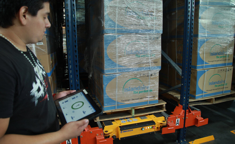 The Pallet Shuttle system features a Wi-Fi control tablet that has an intuitive user interface