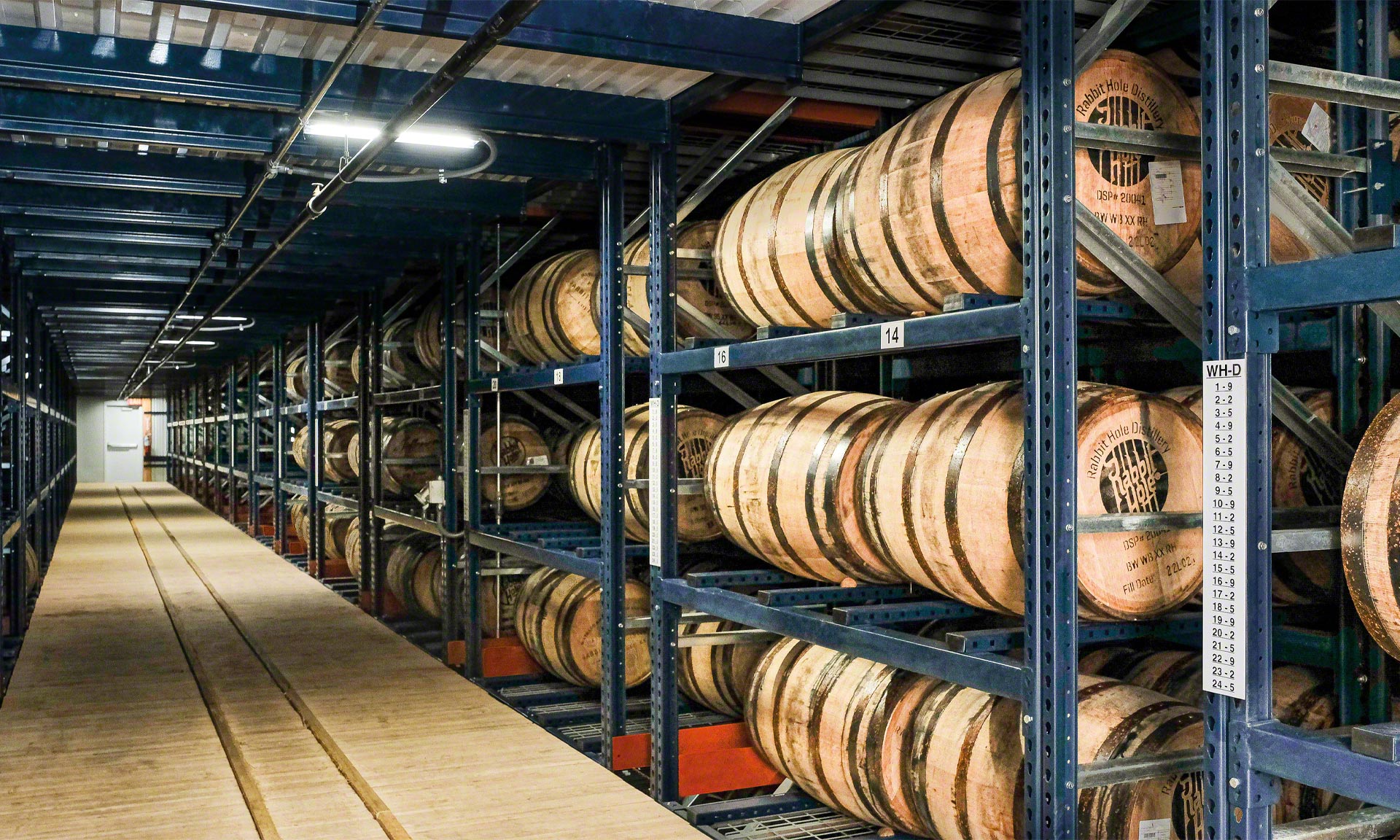 Rabbit Hole Distillery: high-density warehouse for whiskey barrels
