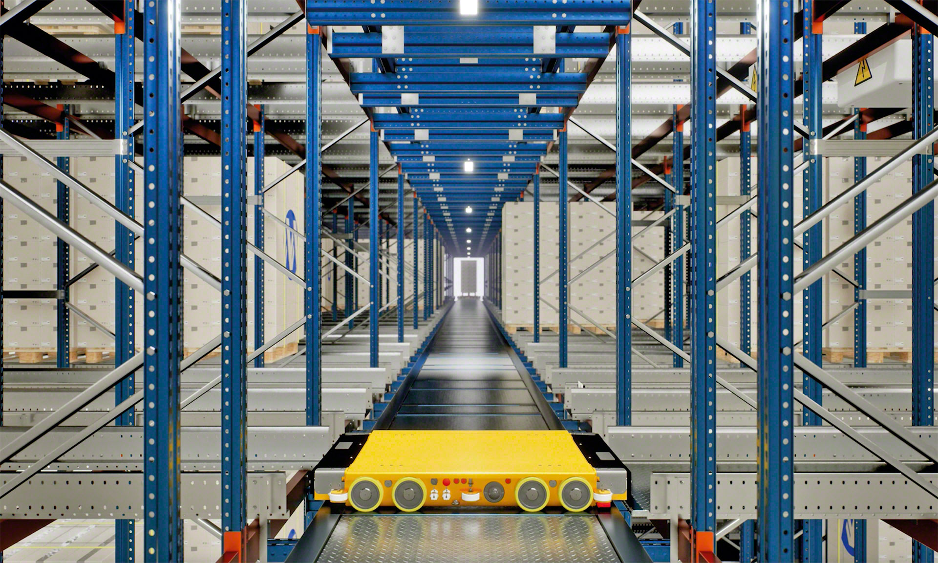 The 3D shuttle can navigate the racking system’s aisles autonomously